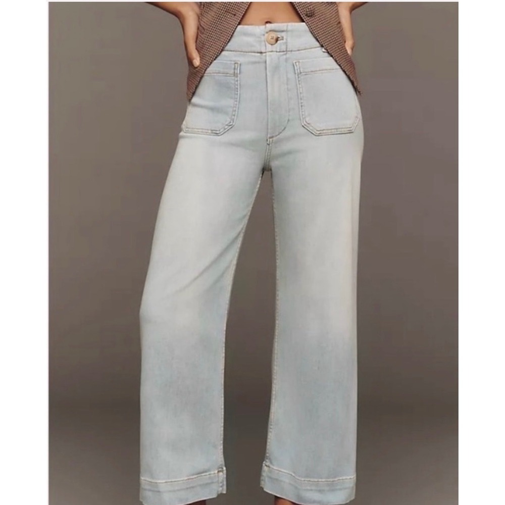 Tahari Oud-West Highrise Wide Leg Crop Jeans Misty Blue  12/31